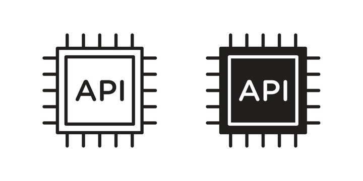 API icons for graphic design, logo, Web site, social media, UI, mobile app, vector illustration