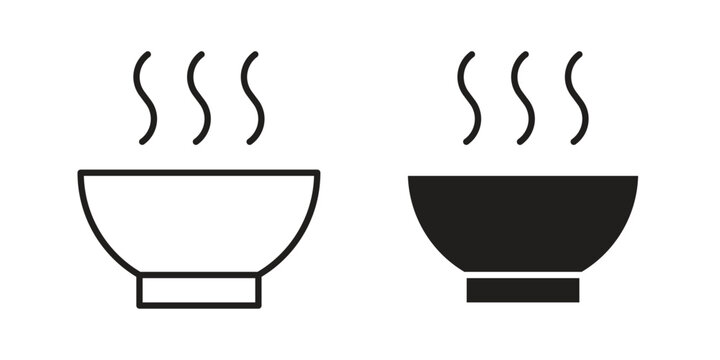 Bowl of soup icons for graphic design, logo, Web site, social media, UI, mobile app, vector illustration