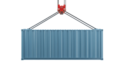 Industrial shipping container being lifted by crane for logistics and global trade solutions visual
