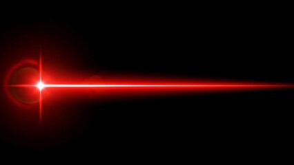 Abstract Glowing Red Laser Beam Effect with Light Burst Sparkle on Dark Background