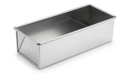 Rectangular metal loaf pan on a white background.