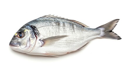 Obraz premium Fresh sea bream on a white background.