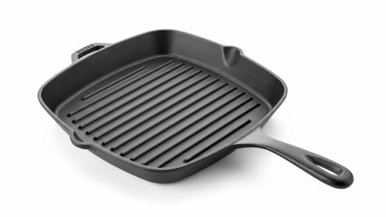 Premium black cast iron grill pan with ergonomic handle.