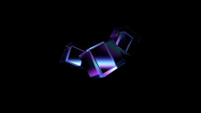 Abstract animation, rotating glass cubes, 4k seamless looped video, 3d render
