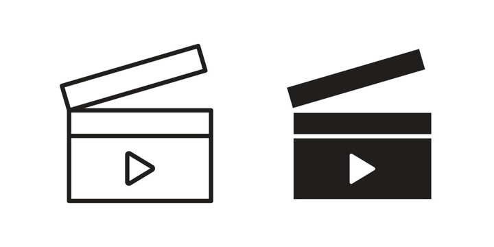 Film clapperboard icons for graphic design, logo, Web site, social media, UI, mobile app, vector illustration