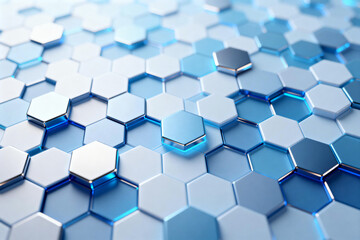 Abstract Hexagonal 3D Blue Hexagons Background