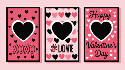 Valentine's Day greeting cards with heart motifs and affectionate messages