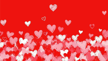 Floating Hearts Against a Vibrant Red Background Illustration
