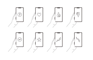 スマホと持つ手のイラスト素材セット