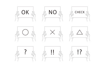 ボードと持つ手のイラスト素材セット