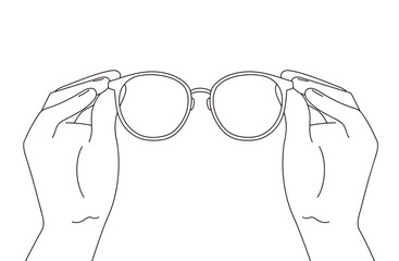 メガネと持つ手のイラスト素材