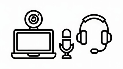 Simple Line Icons for Online Meeting Tools.