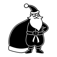 Santa Claus With Gift Bag Vector | Christmas Character Illustration