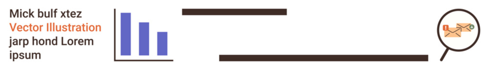 Obraz premium Business analytics, concept analysis, data review, prohibited actions, inspection, magnifying tools. Bar graph alongside a magnifying glass focusing on a crossed-out symbol. Business analytics