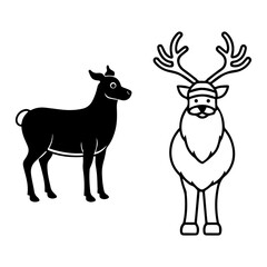 Christmas Reindeer Vector Set | Minimal Reindeer Illustration