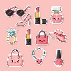 A cute kawaii food icon set in flat vector style