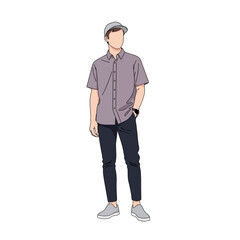 Obraz premium a young man standing casually with one hand in his pocket