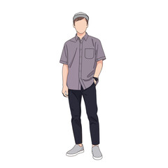 Obraz premium a young man standing casually with one hand in his pocket
