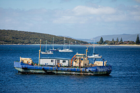 Old barge covered in rust