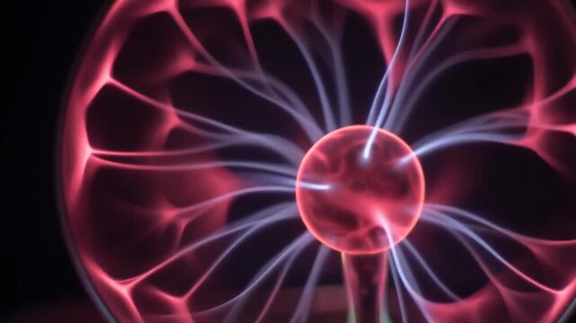 Macro shot of glowing red plasma flowing through a scientific glomerulus model