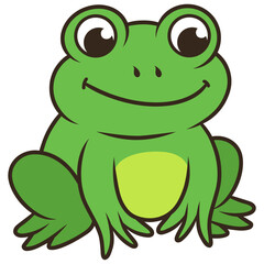 Cartoon Illustration of a Green Frog