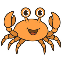 Cartoon Illustration of a Smiling Crab