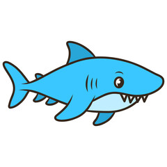 Cartoon Illustration of a Blue Shark