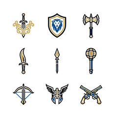 Set of various weapon icons for design and illustration purposes