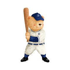 Cute Bear Playing Baseball illustration
