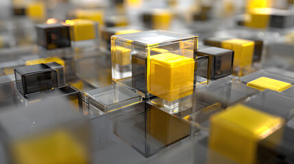 Abstract background design, composition with glass cubes, 3d render Stock Illustration
