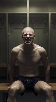 Homem Suando com Suor Pingando Expressando Raiva e Furia em Momento Intenso de Emocoes Negativas e Tensao Extrema