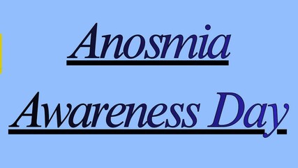 Anosmia Awareness Day animated title card, smell loss awareness banner on blue background