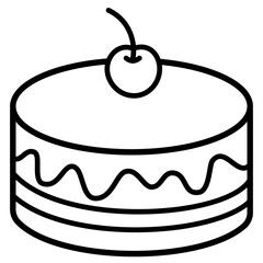 Cake with Cherry Simple Vector Illustration 