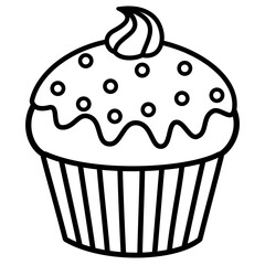 Cupcake with Sprinkles Simple Vector Illustration 