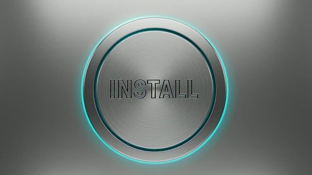 Futuristic Install Button with Neon Glow for Software and Technology Promotion