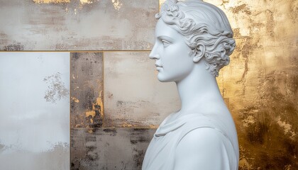 Sculpture of a classical woman's head in profile, exhibiting detailed artistry and refined elegance