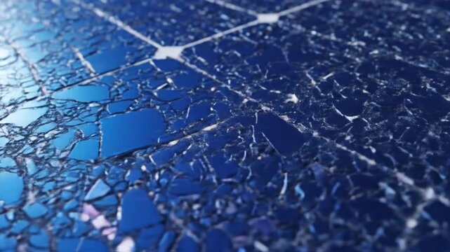 Macro Texture of Polycrystalline Solar Cell Blue Crystals
