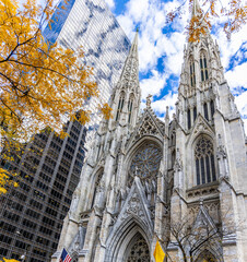 St. Patrick's Cathedral in autumn, Fifth Avenue Midtown Manhattan, New York City