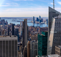 Jersey City skyline view across Hudson River from Manhattan, New York City