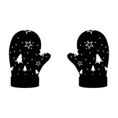 Black and White Christmas Gloves