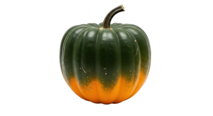 Fresh green and orange pumpkin isolated on transparent background