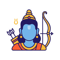 Lord Rama Hindu deity with bow and arrow illustration.