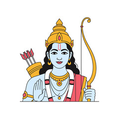 Lord Rama with bow and arrow Hindu deity illustration.