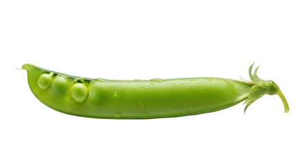 Fresh green pea pod isolated on transparent background with natural texture