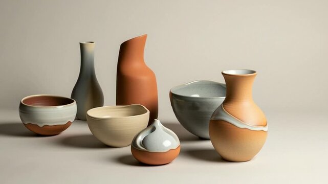 Minimalist Ceramic Vase and Bowl Collection with Elegant Design and Neutral Tones