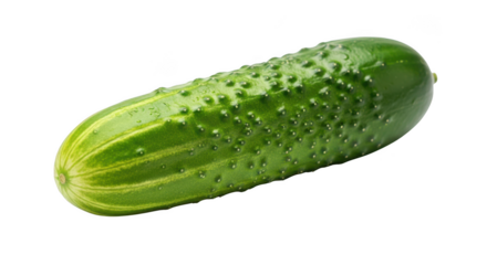 Fresh green cucumber isolated on transparent background for healthy eating concept