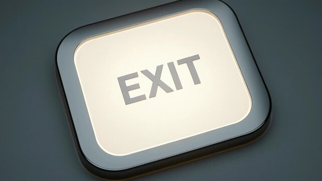 Multiple illuminated exit signs glowing on a dark gray wall in a row synchronizing safety