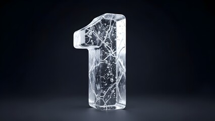 Icy number one with intricate patterns inside, perfect for winterthemed designs, educational materials, and digital backgrounds with a cool touch.