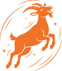 Fototapeta premium Energetic Orange Goat Leaping with Joyful Expression and Dynamic Motion.