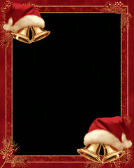 Festive Christmas frame with Santa hat bells for holiday greeting cards